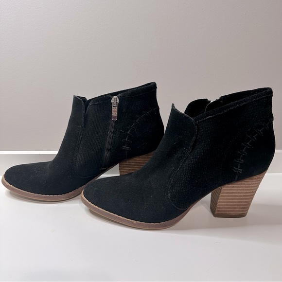 Marc Fisher Cadis Booties Suede Black with Brown Heel Size 7 - Picture 4 of 4